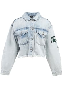 Hype and Vice Michigan State Spartans Womens Blue Denim Jean Light Weight Jacket