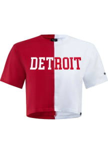 Hype and Vice Detroit Womens Red Graphic Short Sleeve T-Shirt
