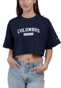 Hype and Vice Columbus Womens Navy Blue Graphic Short Sleeve T-Shirt
