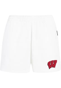 Hype and Vice Wisconsin Badgers Womens White Fleece Track Shorts
