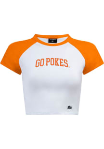 Hype and Vice Oklahoma State Cowboys Womens White Homerun Design Short Sleeve T-Shirt