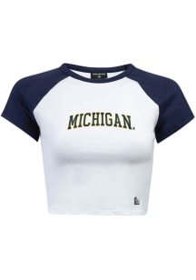 Hype and Vice Michigan Wolverines Womens White Homerun Short Sleeve T-Shirt