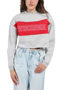Hype and Vice Wisconsin Badgers Womens Grey Era Crew Sweatshirt