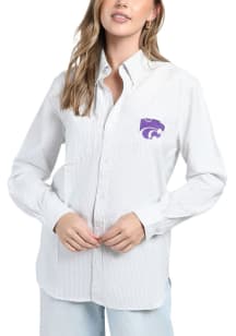 Hype and Vice K-State Wildcats Womens Hamptons Long Sleeve Grey Dress Shirt
