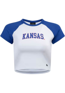 Hype and Vice Kansas Jayhawks Womens White Homerun Short Sleeve T-Shirt