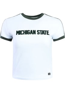 Hype and Vice Michigan State Spartans Womens White Goalie Short Sleeve T-Shirt