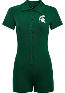 Hype and Vice Michigan State Spartans Womens Green Gameday Romper Short Sleeve Dress
