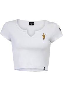 Hype and Vice Arizona State Sun Devils Womens White Cali Crop Short Sleeve T-Shirt