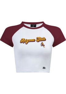 Hype and Vice Arizona State Sun Devils Womens White Homerun Raglan Short Sleeve T-Shirt