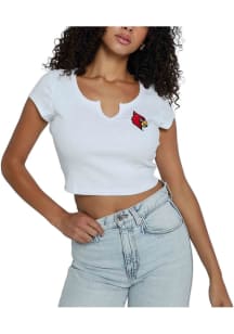 Hype and Vice Louisville Cardinals Womens White Cali Crop Short Sleeve T-Shirt