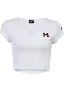 Hype and Vice Michigan Wolverines Womens White Cali Crop Short Sleeve T-Shirt