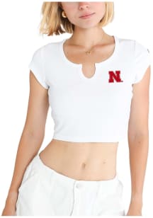 Hype and Vice Nebraska Cornhuskers Womens White Cali Crop Short Sleeve T-Shirt