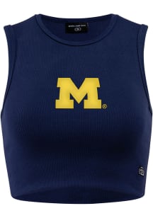 Hype and Vice Michigan Wolverines Womens Blue Cut Off Tank Top