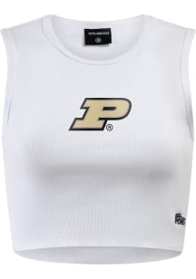 Hype and Vice Purdue Boilermakers Womens White Cut Off Tank Top