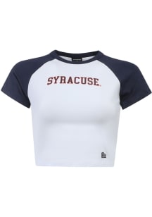 Hype and Vice Syracuse Orange Womens White Homerun Short Sleeve T-Shirt