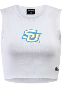 Hype and Vice Southern University Jaguars Womens White Cut Off Tank Top