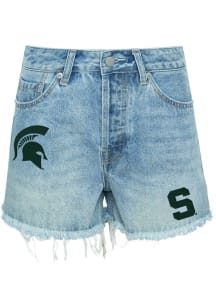 Hype and Vice Michigan State Spartans Womens Blue Denim Patched Shorts