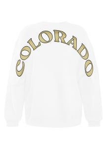 Hype and Vice Colorado Buffaloes Womens White Oversized Crew Sweatshirt