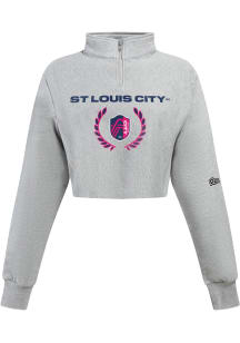 Hype and Vice St Louis City SC Womens Grey Cut Off Qtr Zip