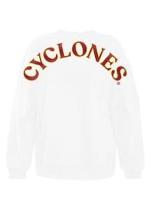 Hype and Vice Iowa State Cyclones Womens White Oversized Crew Sweatshirt