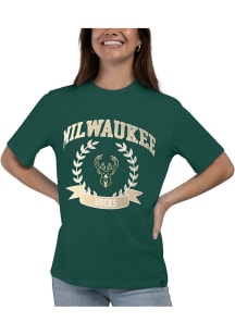 Hype and Vice Milwaukee Bucks Womens Green Flex Short Sleeve T-Shirt