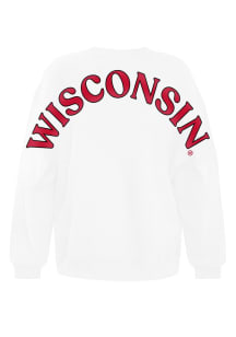 Hype and Vice Wisconsin Badgers Womens White Oversized Crew Sweatshirt
