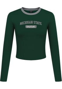Hype and Vice Michigan State Spartans Womens Green Baby Tee LS Tee