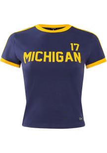 Hype and Vice Michigan Wolverines Womens Blue Goalie Short Sleeve T-Shirt