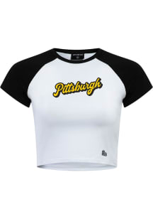 Hype and Vice Pittsburgh Womens Black Homerun Tee Short Sleeve T-Shirt