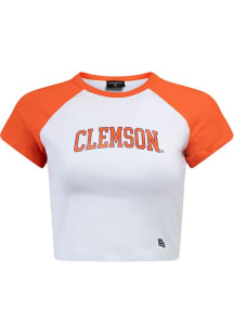Hype and Vice Clemson Tigers Womens White Homerun Short Sleeve T-Shirt