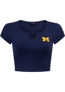 Hype and Vice Michigan Wolverines Womens Blue Cali Short Sleeve T-Shirt