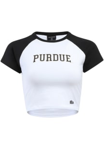 Hype and Vice Purdue Boilermakers Womens White Homerun Short Sleeve T-Shirt