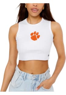 Hype and Vice Clemson Tigers Womens White Cut Off Tank Top