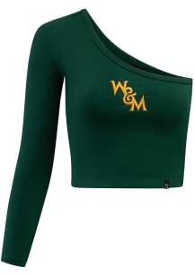 Hype and Vice William & Mary Tribe Womens Green Off Shoulder LS Tee