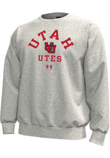 Under Armour Utah Utes Mens Grey Number One Design Long Sleeve Crew Sweatshirt