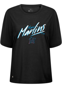Levelwear Miami Marlins Womens Black Bloom Sizzle Short Sleeve T-Shirt