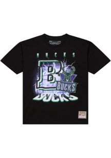 Mitchell and Ness Milwaukee Bucks Black Static Short Sleeve T Shirt