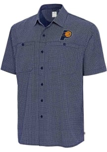 Antigua Indiana Pacers Mens Navy Blue Mosiaic SS Short Sleeve Dress Shirt