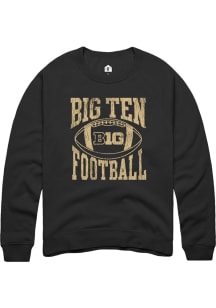 Rally Big Ten Mens Black Football Arch Design Long Sleeve Crew Sweatshirt