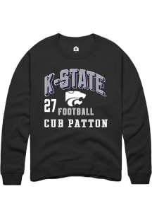 Cub Patton K-State Wildcats Mens Black Football NIL Arch Logo Player Crew
