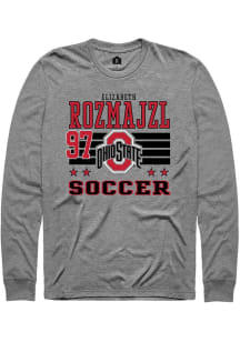 Elizabeth Rozmajzl Ohio State Buckeyes Grey NIL Striped Long Sleeve Player T Shirt