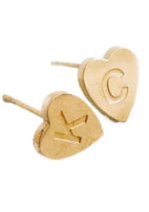 Kansas City EB & Co Heart Initial Stud Womens Earrings