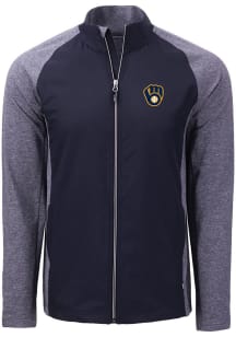 Cutter and Buck Milwaukee Brewers Mens Navy Blue Adapt Eco Medium Weight Jacket