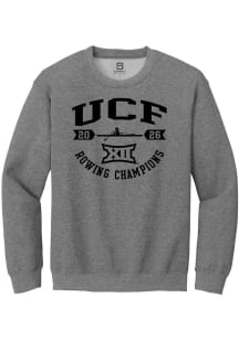 Summit Sportswear UCF Knights Mens Graphite Big 12 2026 Rowing Champions Long Sleeve Crew Sweatshi..