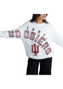 Gameday Social Indiana Hoosiers Womens White Bryant Bend Crew Sweatshirt