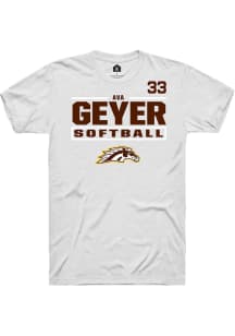 Ava Geyer Western Michigan Broncos White NIL Stacked Box Short Sleeve Player T Shirt