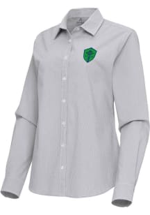 Antigua Seattle Sounders FC Womens Porter Long Sleeve Ash Dress Shirt
