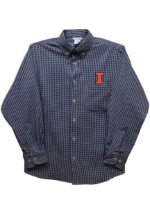 Vive La Fete Illinois Fighting Illini Toddler Navy Blue Gingham Long Sleeve Polo