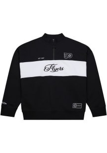 Mitchell and Ness Philadelphia Flyers Womens Black Blocked Script Qtr Zip