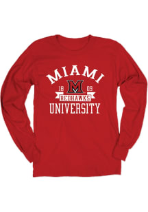 Blue 84 Miami RedHawks Red Arch Name Mascot Long Sleeve T Shirt